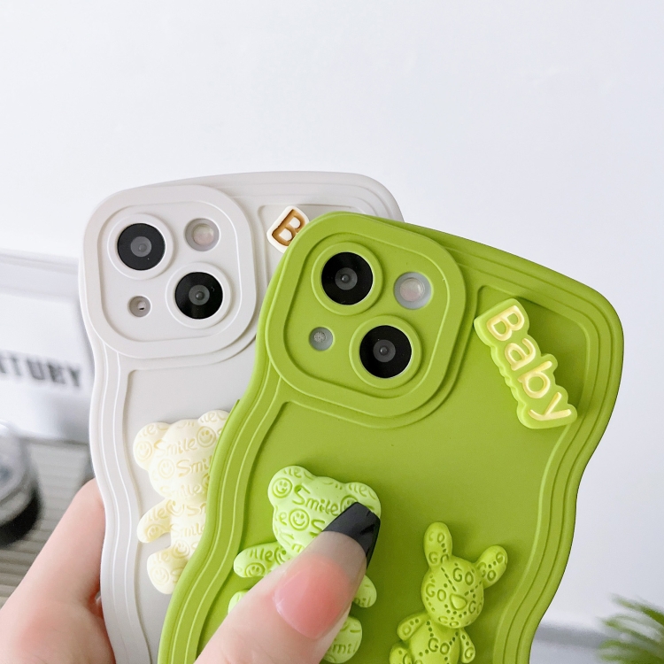 For iPhone 11 Pro Wave Edge 3D M Bear Bunny Silicone Phone Case(Green) For iPhone 11 Pro Wave Edge 3D M Bear Bunny Silicone Phone Case(Green)