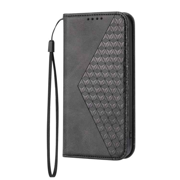 For Samsung Galaxy S22+ 5G Cubic Grid Calf Texture Magnetic Closure Leather Phone Case(Black) For Samsung Galaxy S22+ 5G Cubic Grid Calf Texture Magnetic Closure Leather Phone Case(Black)
