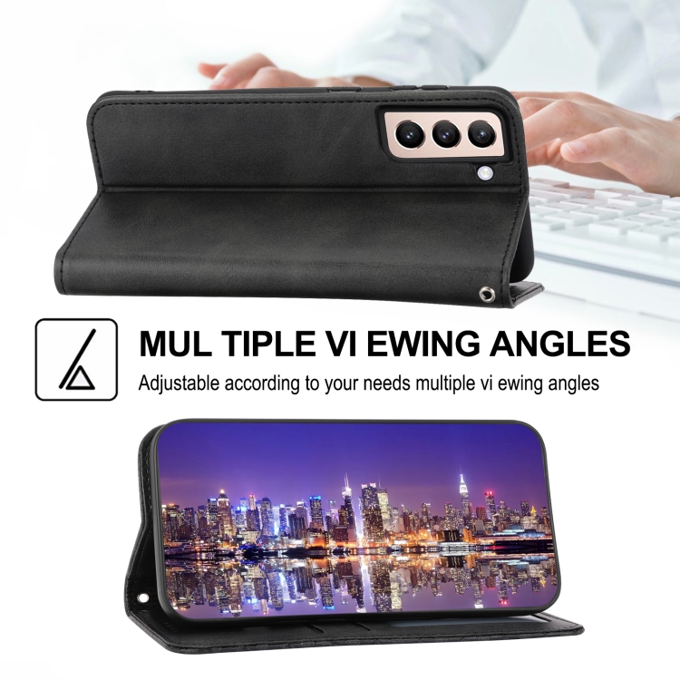 For Samsung Galaxy S22+ 5G Cubic Grid Calf Texture Magnetic Closure Leather Phone Case(Black) For Samsung Galaxy S22+ 5G Cubic Grid Calf Texture Magnetic Closure Leather Phone Case(Black)
