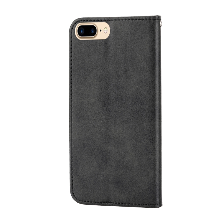 For iPhone SE 2022 / SE 2020 / 7 / 8 Cubic Grid Calf Texture Magnetic Closure Leather Phone Case(Black)