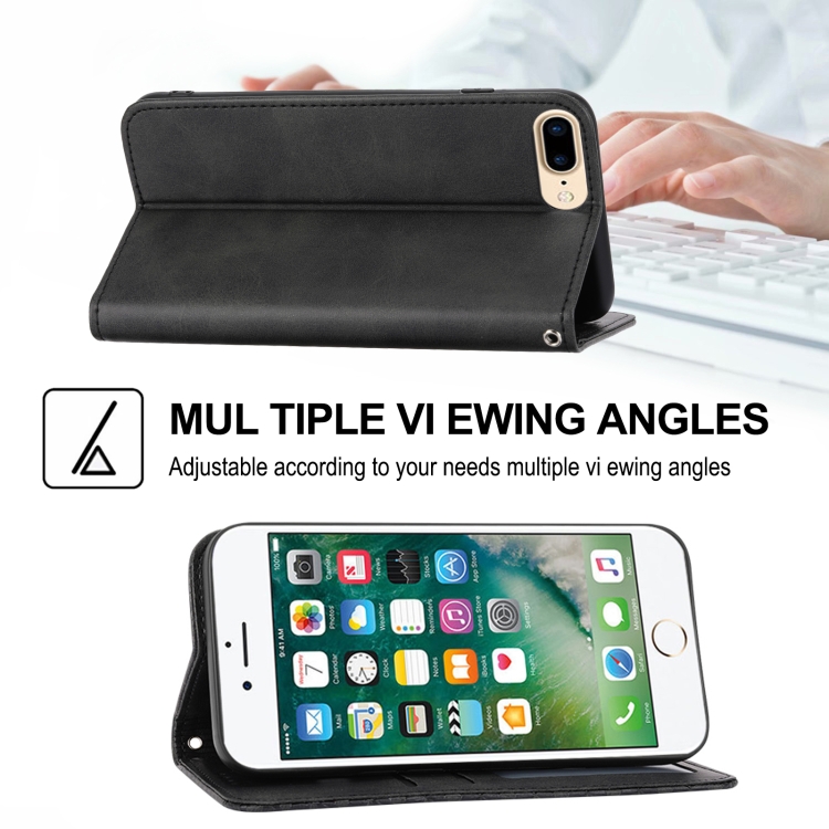 For iPhone SE 2022 / SE 2020 / 7 / 8 Cubic Grid Calf Texture Magnetic Closure Leather Phone Case(Black)