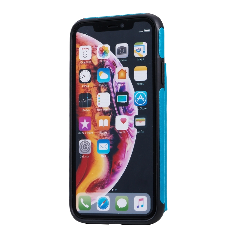 For iPhone XR Skull Head Embossing Pattern Shockproof Protective Case with Holder & Card Slots & Wallet(Blue) For iPhone XR Skull Head Embossing Pattern Shockproof Protective Case with Holder & Card Slots & Wallet(Blue)