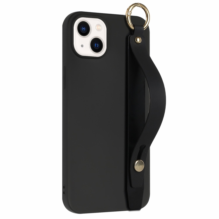 For iPhone 14 Wrist Strap Holder TPU Phone Case(Black) For iPhone 14 Wrist Strap Holder TPU Phone Case(Black)