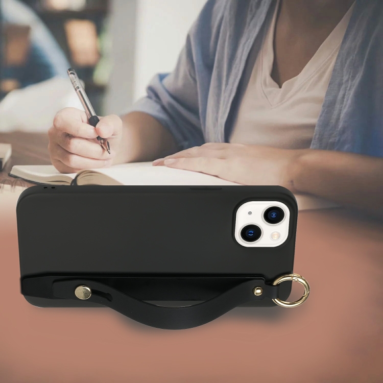 For iPhone 14 Wrist Strap Holder TPU Phone Case(Black) For iPhone 14 Wrist Strap Holder TPU Phone Case(Black)