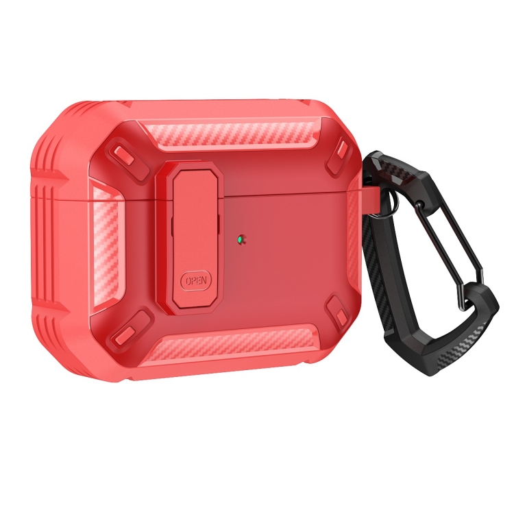 For AirPods Pro 2 Shield Shockproof Earphone Protective Case with Hook(Red)