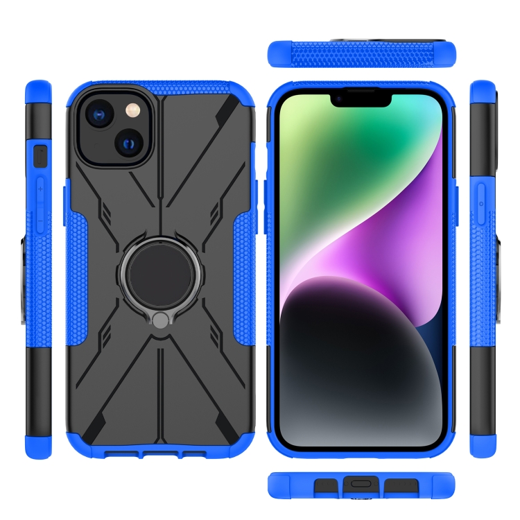 For iPhone 14 Plus Armor Bear Shockproof PC + TPU Phone Case with Ring(Blue) For iPhone 14 Plus Armor Bear Shockproof PC + TPU Phone Case with Ring(Blue)