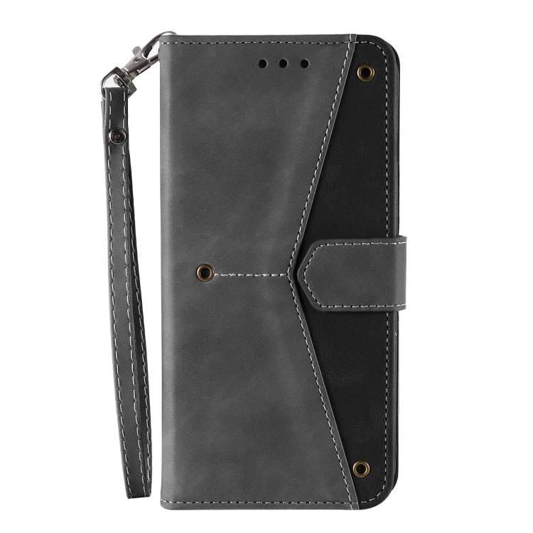 For iPhone 14 Plus Nail Skin Feel Stitching Calf Texture Leather Phone Case(Grey) For iPhone 14 Plus Nail Skin Feel Stitching Calf Texture Leather Phone Case(Grey)