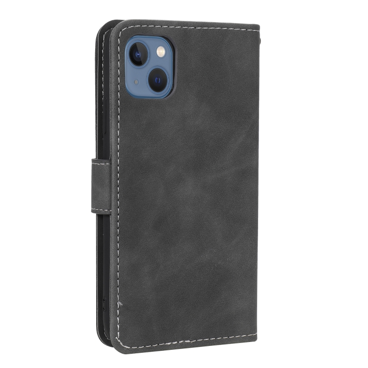 For iPhone 14 Plus Nail Skin Feel Stitching Calf Texture Leather Phone Case(Grey) For iPhone 14 Plus Nail Skin Feel Stitching Calf Texture Leather Phone Case(Grey)