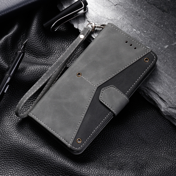 For iPhone 14 Plus Nail Skin Feel Stitching Calf Texture Leather Phone Case(Grey) For iPhone 14 Plus Nail Skin Feel Stitching Calf Texture Leather Phone Case(Grey)