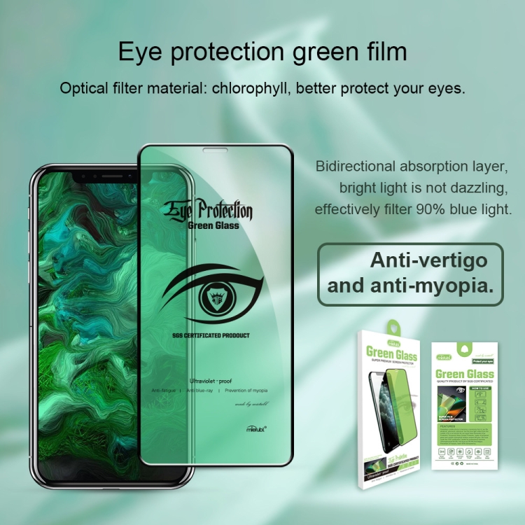 For iPhone XS Max MIETUBL 9H Hardness Eye-caring Anti-glare Green Light Tempered Glass Film