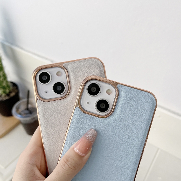 For iPhone 14 Pro Waves Series Nano Electroplating Genuine Leather Phone Case(Grey) For iPhone 14 Pro Waves Series Nano Electroplating Genuine Leather Phone Case(Grey)