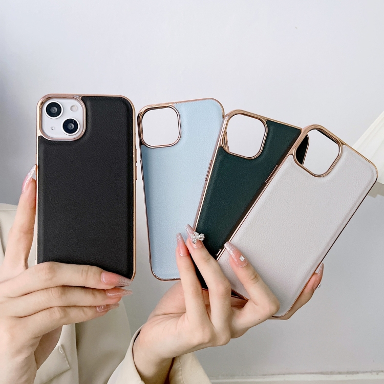 For iPhone 14 Pro Waves Series Nano Electroplating Genuine Leather Phone Case(Grey) For iPhone 14 Pro Waves Series Nano Electroplating Genuine Leather Phone Case(Grey)