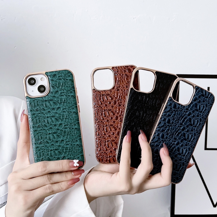 For iPhone 14 Pro Sky Series Nano Electroplating Genuine Leather Phone Case(Blue) For iPhone 14 Pro Sky Series Nano Electroplating Genuine Leather Phone Case(Blue)