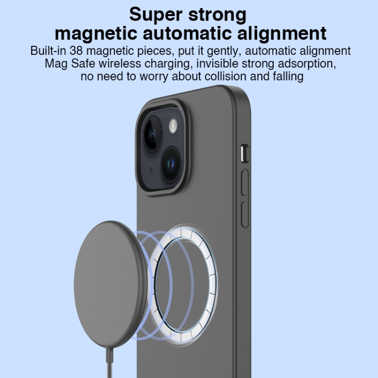 For iPhone 14 Mutural Karen Series Liquid Silicone Magsafe Phone Case(Misty Blue) For iPhone 14 Mutural Karen Series Liquid Silicone Magsafe Phone Case(Misty Blue)