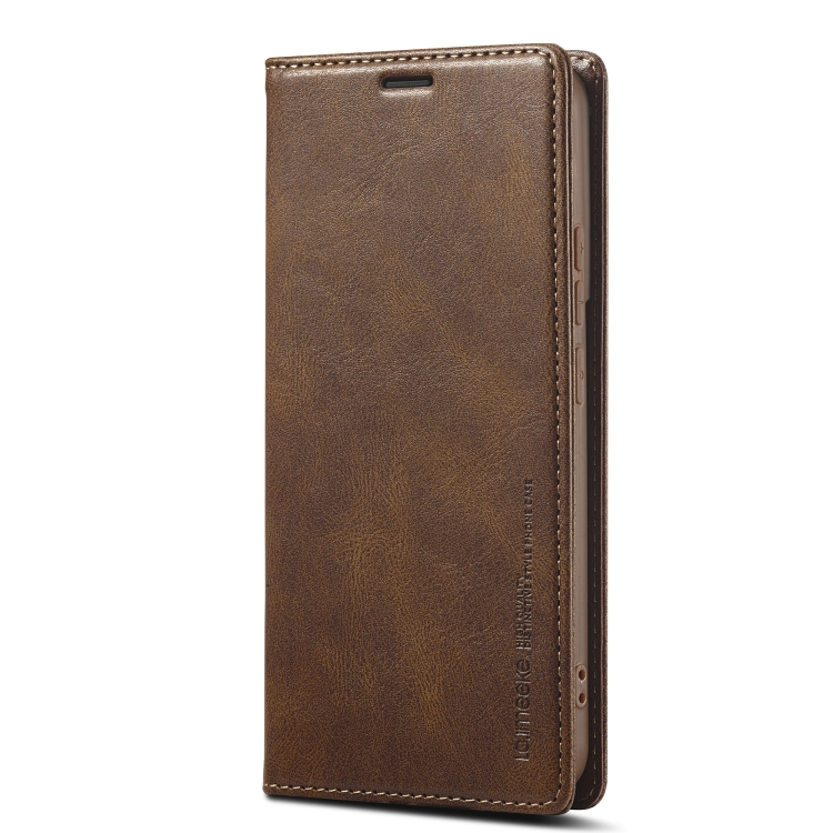 For Samsung Galaxy S21 5G LC.IMEEKE RFID Anti-theft Leather Phone Case(Brown) For Samsung Galaxy S21 5G LC.IMEEKE RFID Anti-theft Leather Phone Case(Brown)