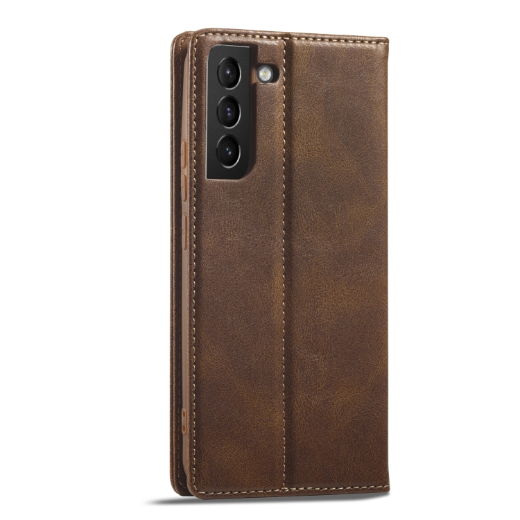 For Samsung Galaxy S21 5G LC.IMEEKE RFID Anti-theft Leather Phone Case(Brown) For Samsung Galaxy S21 5G LC.IMEEKE RFID Anti-theft Leather Phone Case(Brown)