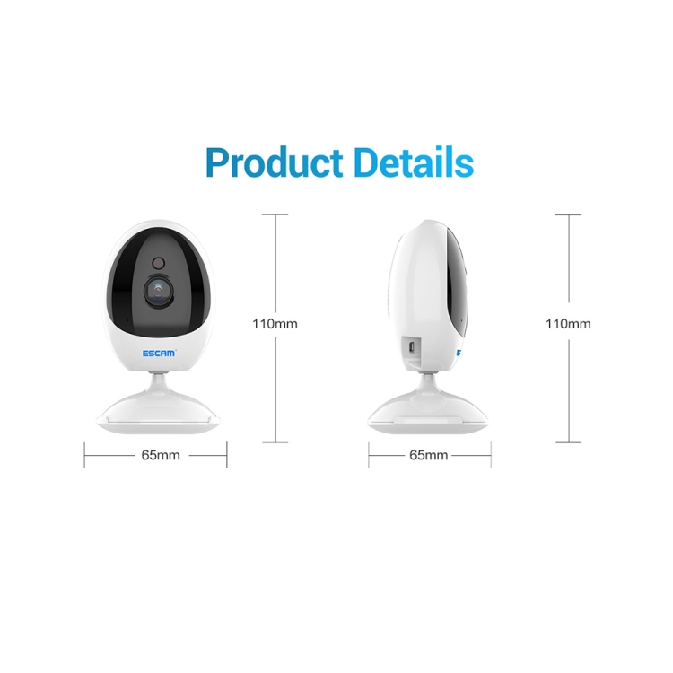 ESCAM QF006 3MP 1296P HD Cámara IP PTZ inalámbrica para interiores IR Visión nocturna AI Detección de humanos Monitor de CCTV de seguridad para el hogar, Tipo de enchufe: Enchufe AU (Blanco) - 1