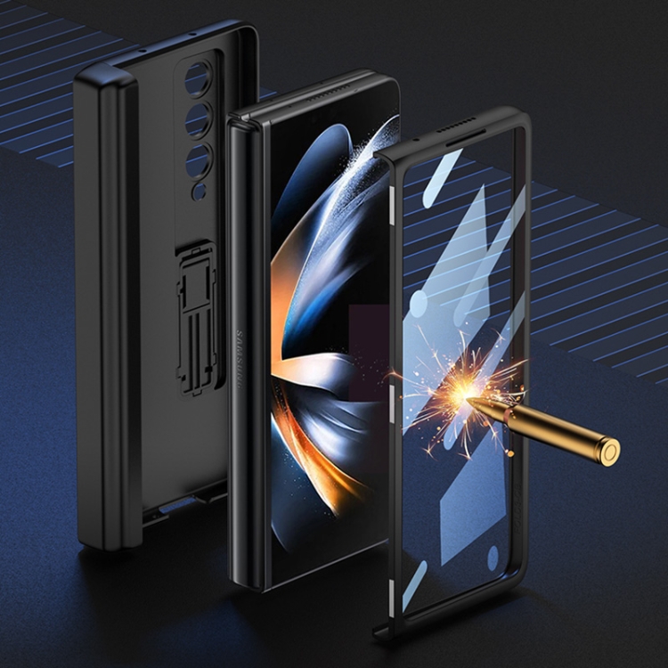 For Samsung Galaxy Z Fold4 GKK Integrated Magnetic Flip Plain Leather Phone Case with Pen Box(Carbon Fiber) For Samsung Galaxy Z Fold4 GKK Integrated Magnetic Flip Plain Leather Phone Case with Pen Box(Carbon Fiber)