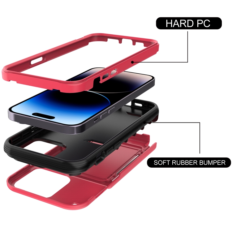 For iPhone 14 Plus 3 in 1 PC + TPU Mirror Phone Case(Red) For iPhone 14 Plus 3 in 1 PC + TPU Mirror Phone Case(Red)