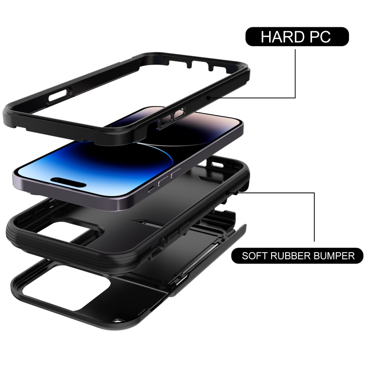 For iPhone 14 Pro 3 in 1 PC + TPU Mirror Phone Case(Black) For iPhone 14 Pro 3 in 1 PC + TPU Mirror Phone Case(Black)