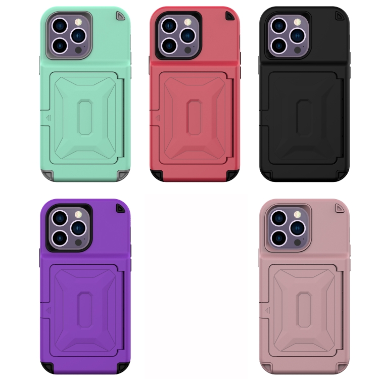 For  iPhone 14 Pro Max 3 in 1 PC + TPU Mirror Phone Case(Pink)