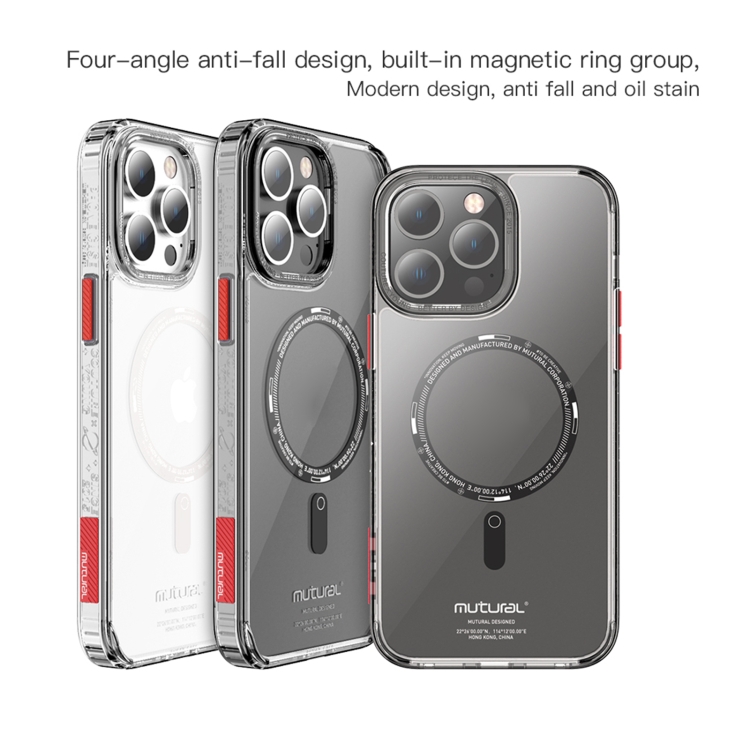 For iPhone 14 Mutural Armour Magsafe Phone Case(Transparent Black) For iPhone 14 Mutural Armour Magsafe Phone Case(Transparent Black)