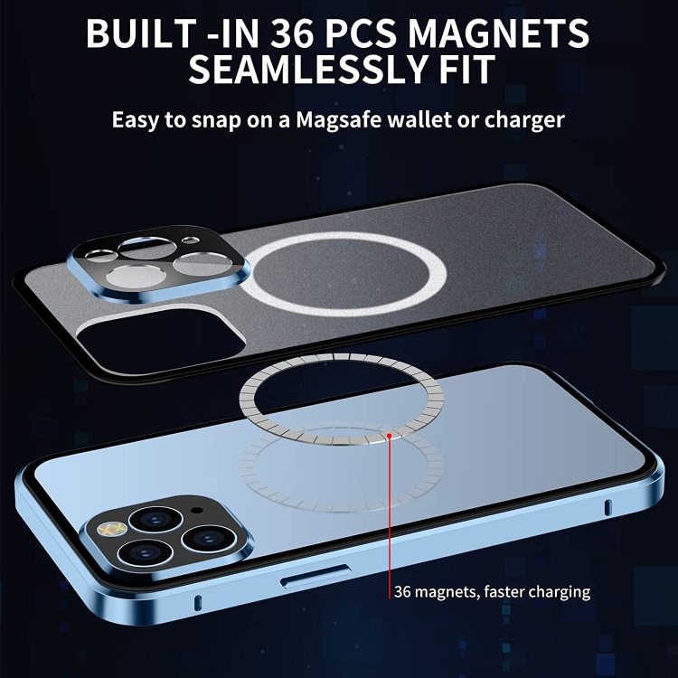 For iPhone 13 Pro 360 Full Body Magnetic Frosted Magsafe Phone Case(Black)