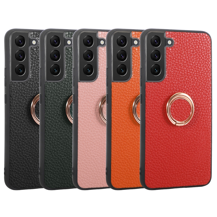 For Samsung Galaxy S22 5G Litchi Texture Magnetic Phone Case with Ring Holder(Red) For Samsung Galaxy S22 5G Litchi Texture Magnetic Phone Case with Ring Holder(Red)