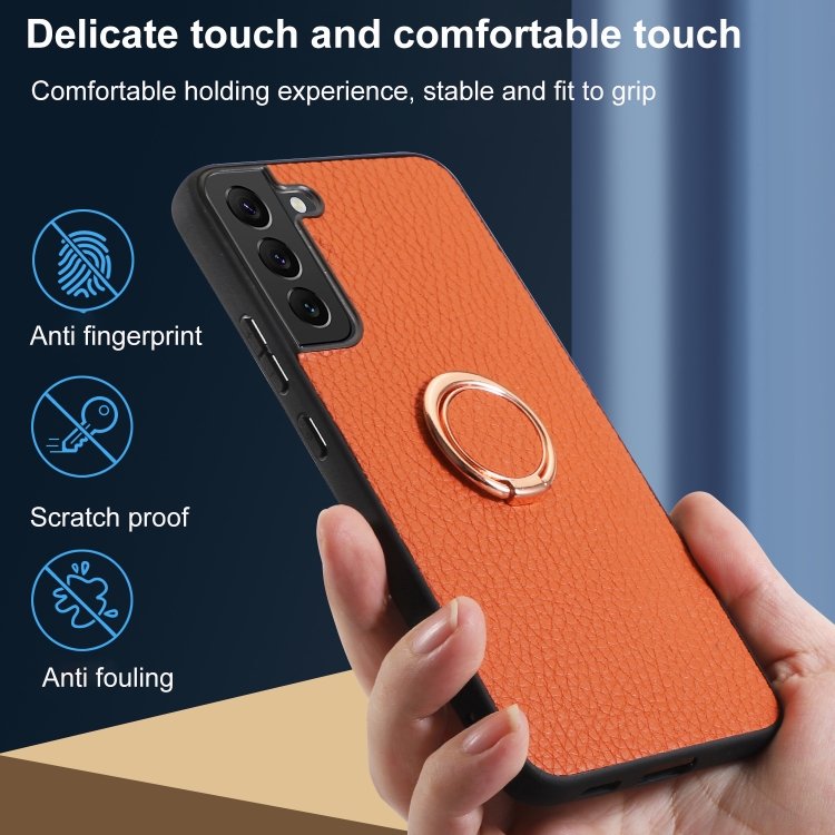 For Samsung Galaxy S22 5G Litchi Texture Magnetic Phone Case with Ring Holder(Red) For Samsung Galaxy S22 5G Litchi Texture Magnetic Phone Case with Ring Holder(Red)