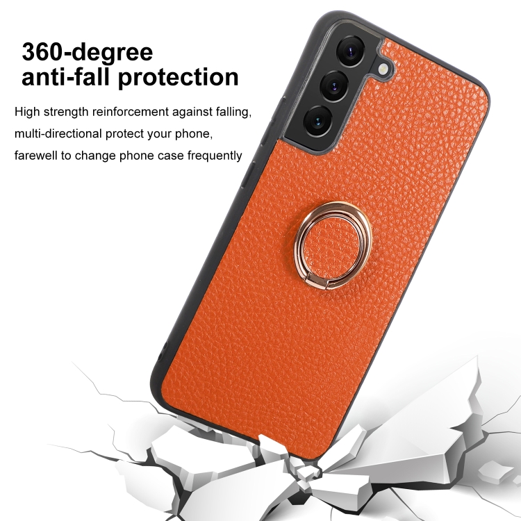 For Samsung Galaxy S22 5G Litchi Texture Magnetic Phone Case with Ring Holder(Red) For Samsung Galaxy S22 5G Litchi Texture Magnetic Phone Case with Ring Holder(Red)