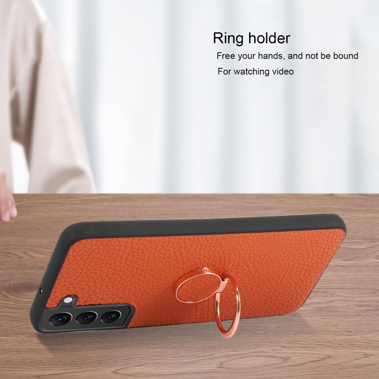 For Samsung Galaxy S22 5G Litchi Texture Magnetic Phone Case with Ring Holder(Red) For Samsung Galaxy S22 5G Litchi Texture Magnetic Phone Case with Ring Holder(Red)