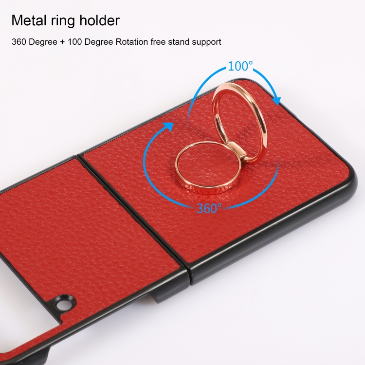 For Samsung Galaxy Z Flip4 Litchi Texture Magnetic Phone Case with Ring Holder(Orange) For Samsung Galaxy Z Flip4 Litchi Texture Magnetic Phone Case with Ring Holder(Orange)