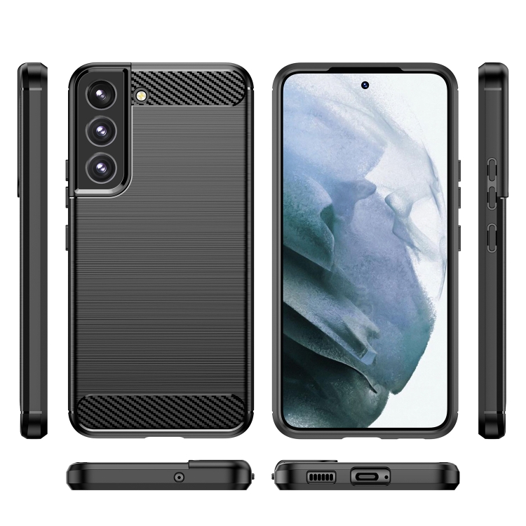 For Samsung Galaxy S23+ 5G Brushed Texture Carbon Fiber TPU Phone Case(Black) For Samsung Galaxy S23+ 5G Brushed Texture Carbon Fiber TPU Phone Case(Black)