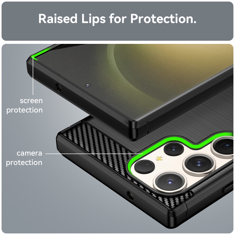 For Samsung Galaxy S23 Ultra 5G Brushed Texture Carbon Fiber TPU Phone Case(Black) For Samsung Galaxy S23 Ultra 5G Brushed Texture Carbon Fiber TPU Phone Case(Black)