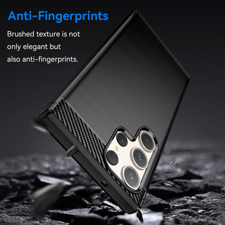 For Samsung Galaxy S23 Ultra 5G Brushed Texture Carbon Fiber TPU Phone Case(Black) For Samsung Galaxy S23 Ultra 5G Brushed Texture Carbon Fiber TPU Phone Case(Black)