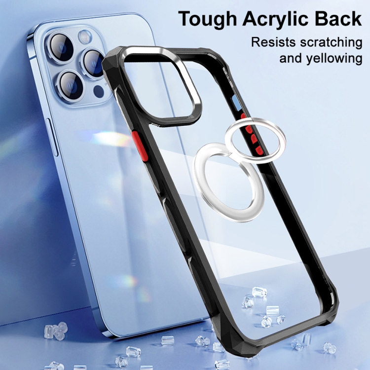 For iPhone 14 Water Cube High Permeability Space Phone Case with Invisible Holder(Black) For iPhone 14 Water Cube High Permeability Space Phone Case with Invisible Holder(Black)