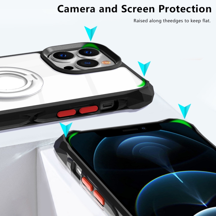 For iPhone 14 Water Cube High Permeability Space Phone Case with Invisible Holder(Black) For iPhone 14 Water Cube High Permeability Space Phone Case with Invisible Holder(Black)