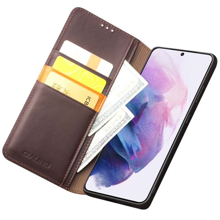 For Samsung Galaxy S21 5G QIALINO Classic Gen2 Genuine Leather Phone Case(Brown) For Samsung Galaxy S21 5G QIALINO Classic Gen2 Genuine Leather Phone Case(Brown)