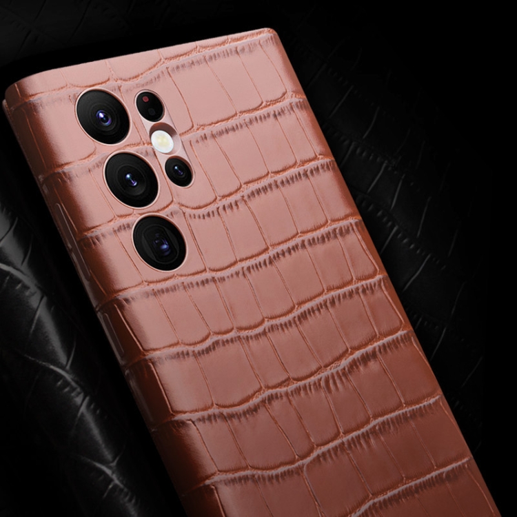 For Samsung Galaxy S22 5G QIALINO Crocodile Pattern Genuine Leather Phone Case(Black)