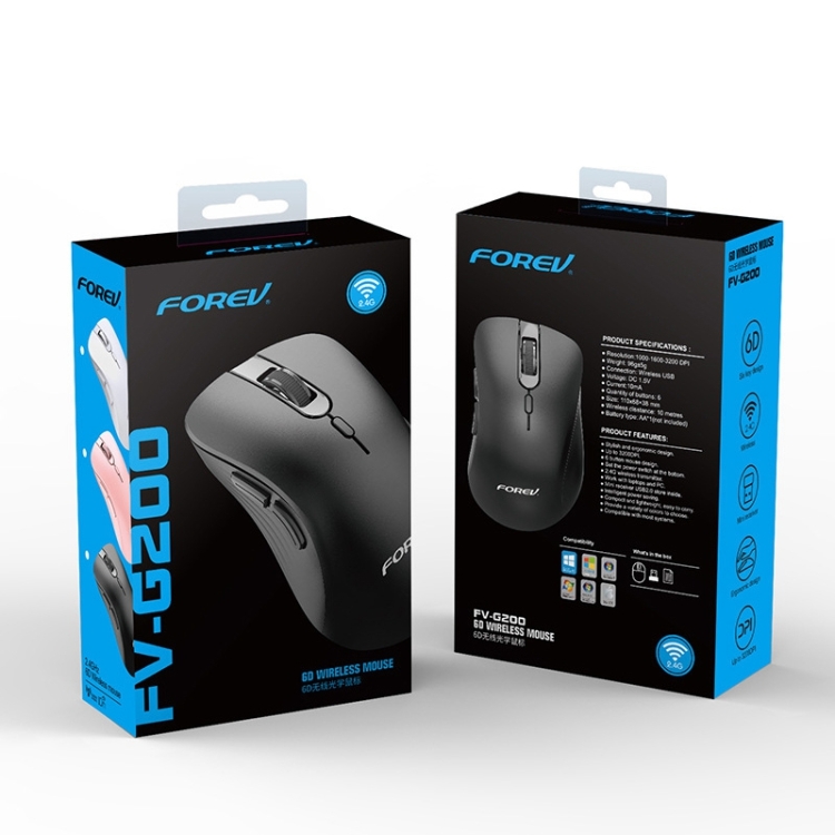 FOREV FV-G200 Wireless Ergonomic Vertical Side Button Mouse(Black) - B5