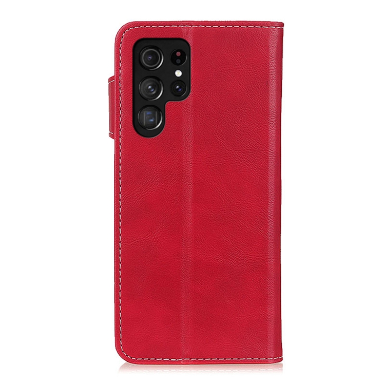 For Samsung Galaxy S23 Ultra S-Type Stitching Calf Texture Leather Phone Case(Red)