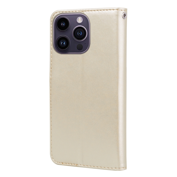 For iPhone 14 Pro Rose Embossed Flip PU Leather Phone Case(Gold) For iPhone 14 Pro Rose Embossed Flip PU Leather Phone Case(Gold)