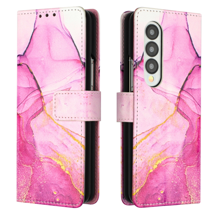 For Samsung Galaxy Z Fold4 PT003 Marble Pattern Flip Leather Phone Case(Pink Purple Gold LS001) For Samsung Galaxy Z Fold4 PT003 Marble Pattern Flip Leather Phone Case(Pink Purple Gold LS001)
