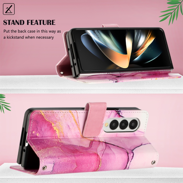For Samsung Galaxy Z Fold4 PT003 Marble Pattern Flip Leather Phone Case(Pink Purple Gold LS001) For Samsung Galaxy Z Fold4 PT003 Marble Pattern Flip Leather Phone Case(Pink Purple Gold LS001)