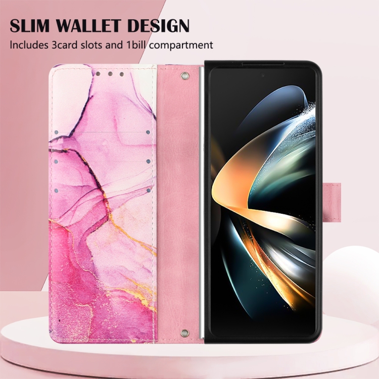 For Samsung Galaxy Z Fold4 PT003 Marble Pattern Flip Leather Phone Case(Pink Purple Gold LS001) For Samsung Galaxy Z Fold4 PT003 Marble Pattern Flip Leather Phone Case(Pink Purple Gold LS001)