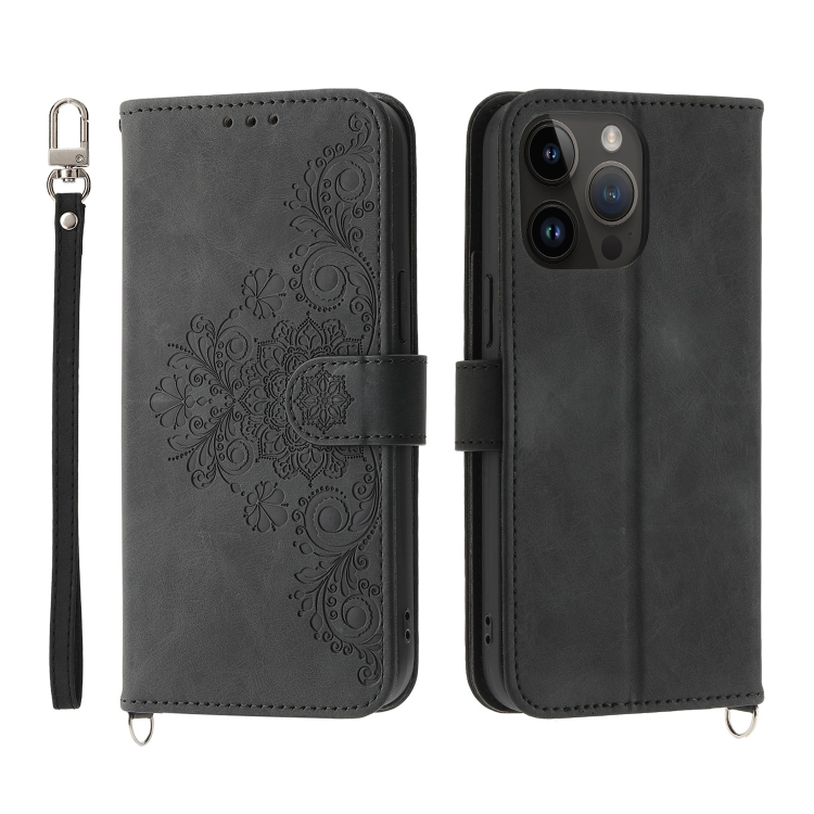 For iPhone 12 Pro Max Skin-feel Flowers Embossed Wallet Leather Phone Case(Black) For iPhone 12 Pro Max Skin-feel Flowers Embossed Wallet Leather Phone Case(Black)