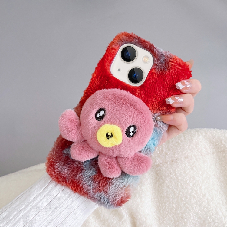 For iPhone 14 Octopus Plush TPU Phone Case(Red) For iPhone 14 Octopus Plush TPU Phone Case(Red)
