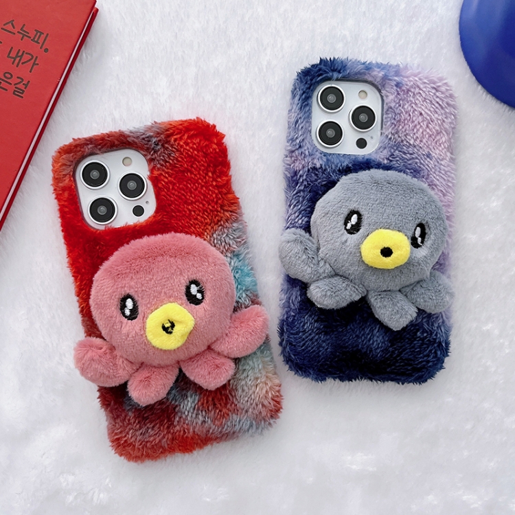 For iPhone 14 Octopus Plush TPU Phone Case(Red) For iPhone 14 Octopus Plush TPU Phone Case(Red)
