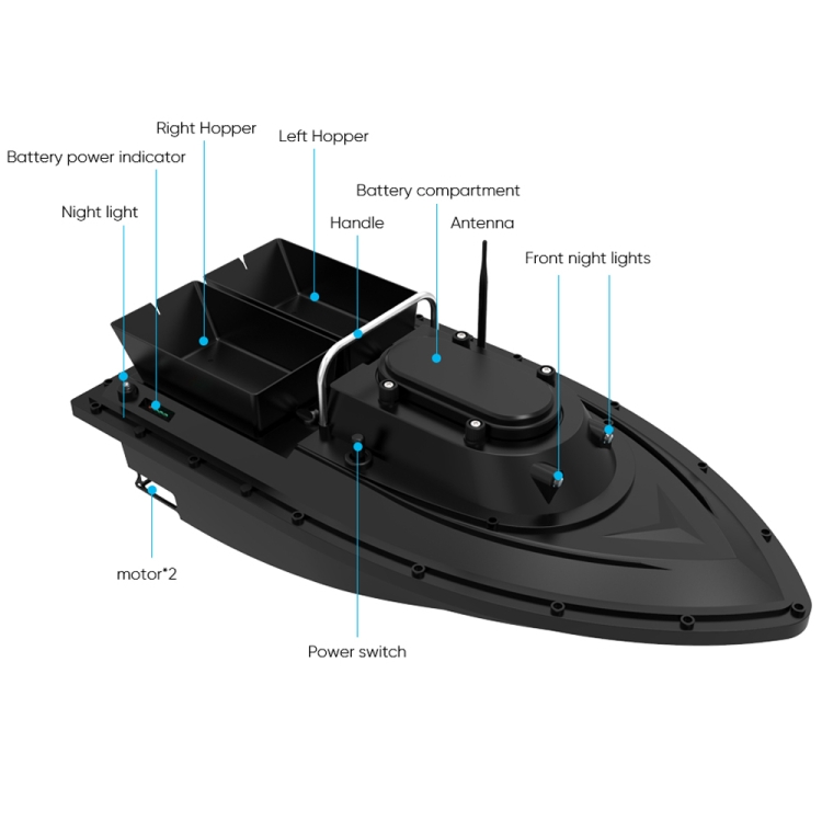 D12C Multi-function Intelligent Remote Control Nest Ship Fishing Bait Boat(US  Plug)