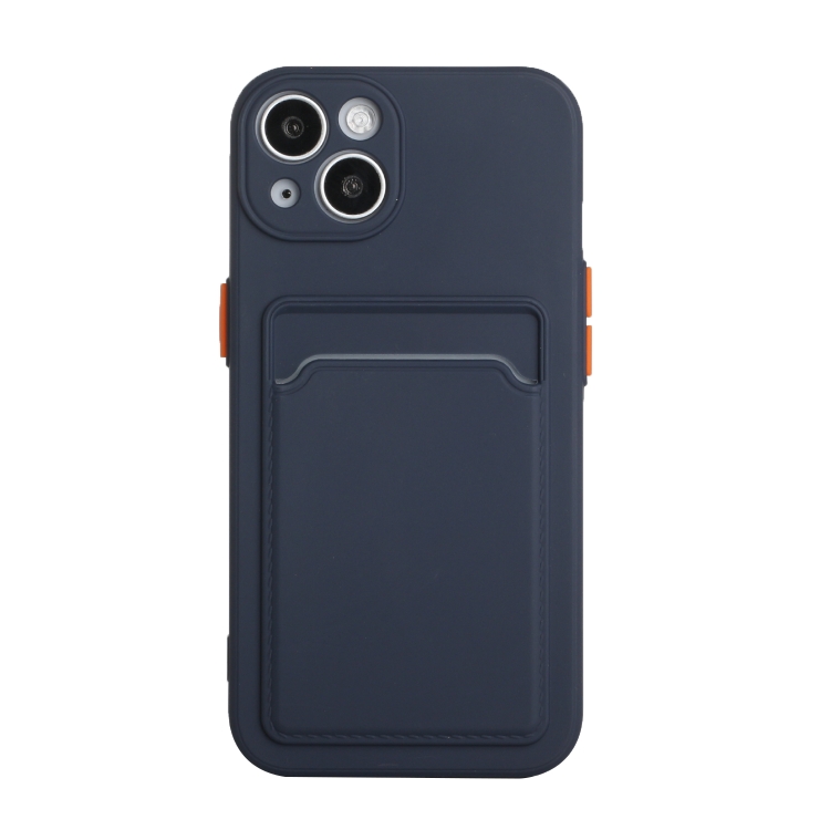 For iPhone 14 Plus Card Slot Design Shockproof TPU Phone Case(Dark Blue) For iPhone 14 Plus Card Slot Design Shockproof TPU Phone Case(Dark Blue)